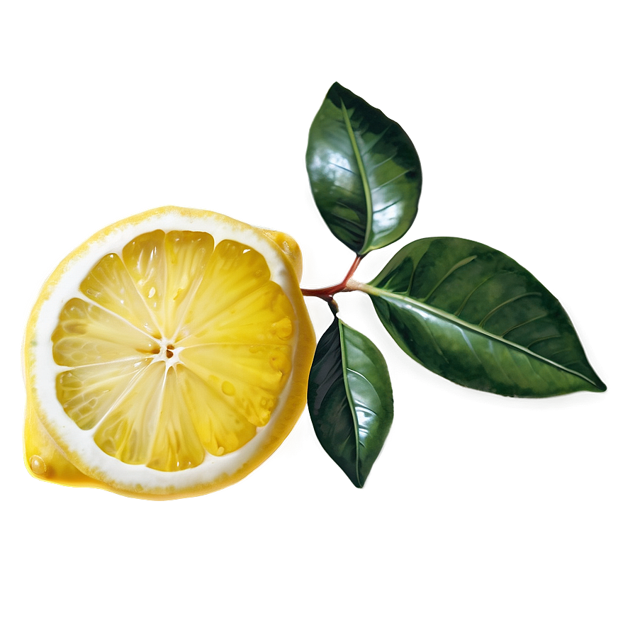 Lemon With Leaf Png Tih PNG