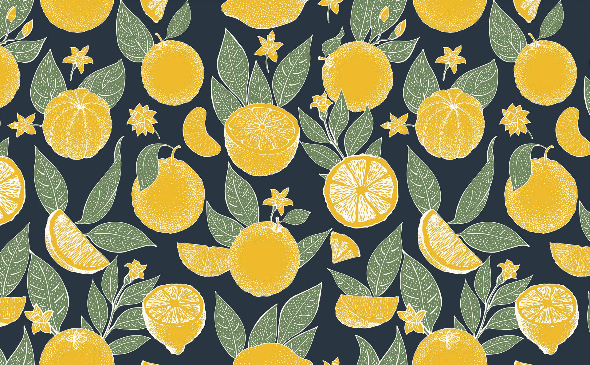 Lemon With Orange Mural Wallpaper