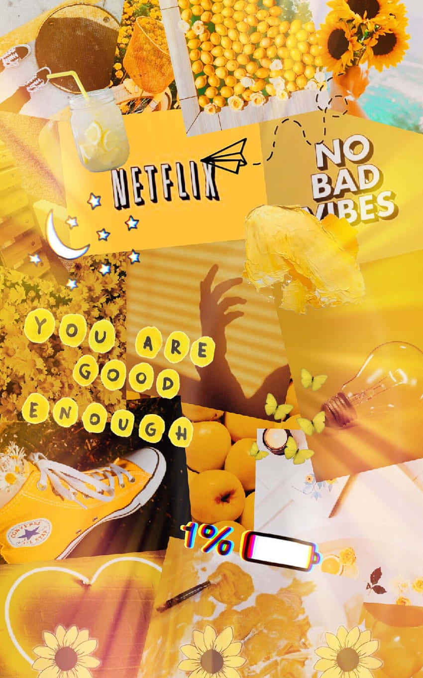 A Collage Of Yellow Flowers And Other Things Wallpaper