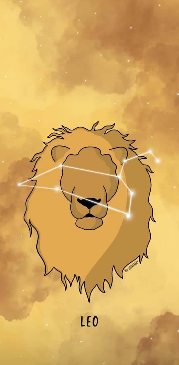 En løve med ordet Leo på det. Wallpaper