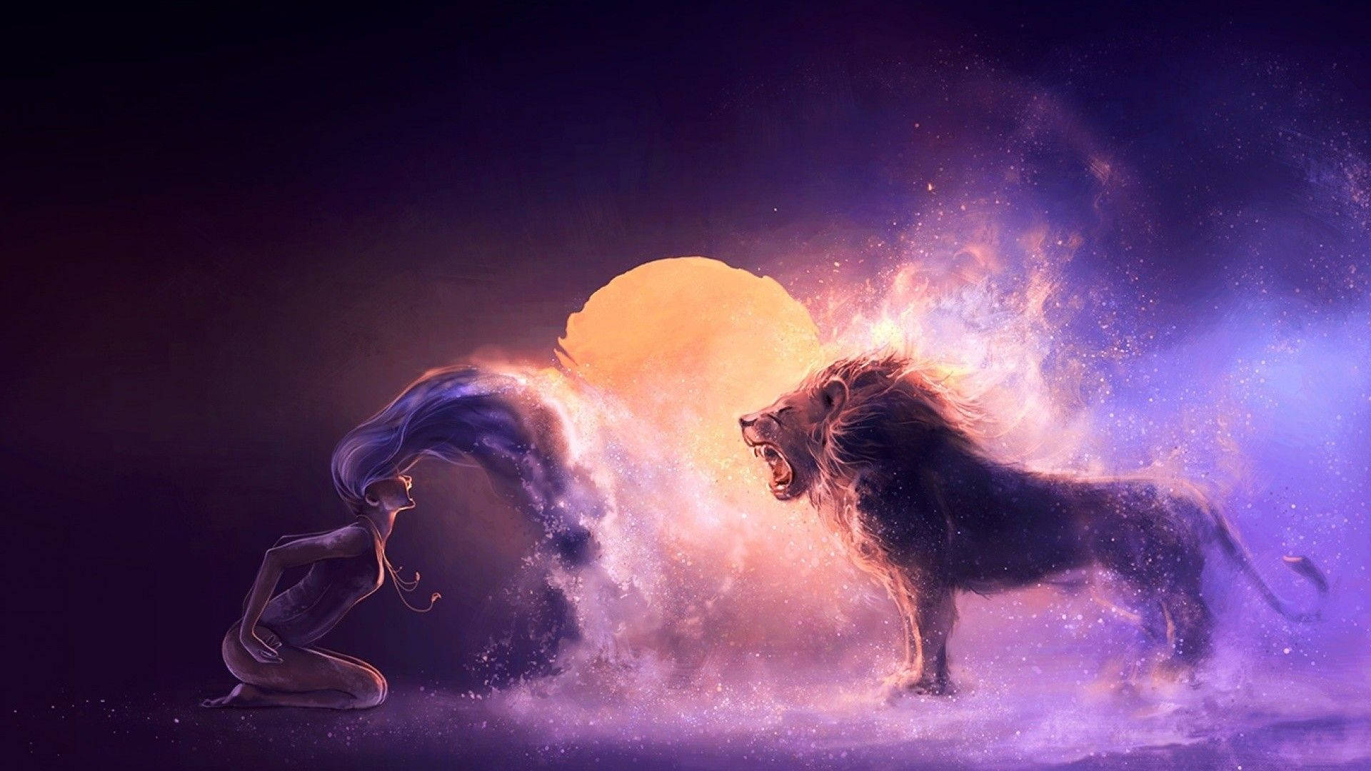 Leo Woman And Lion Wallpaper