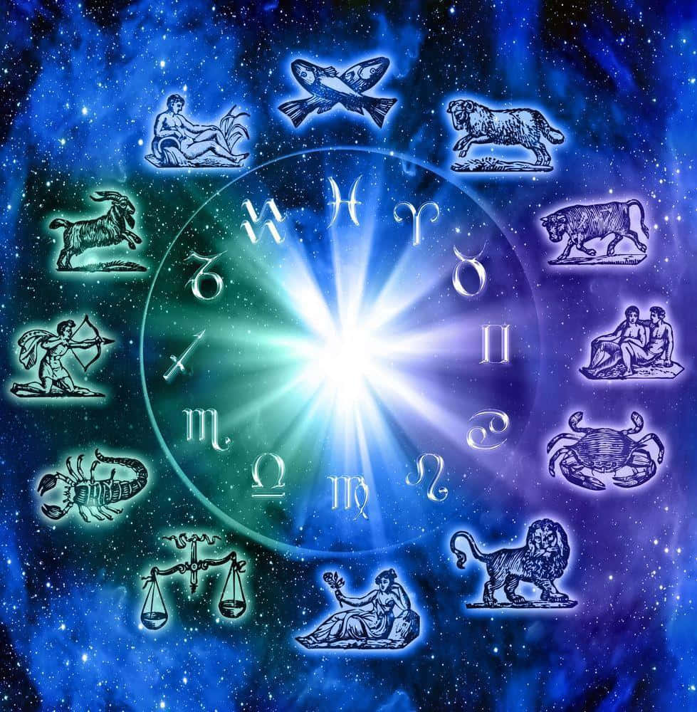 Einkreis Mit Sternen Und Planeten Des Tierkreiszeichens Wallpaper