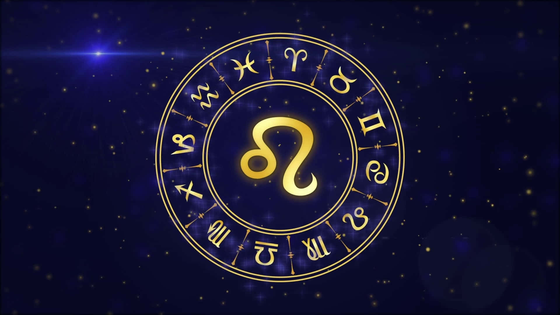 Leo Zodiac Sign Wheel And Stars Wallpaper
