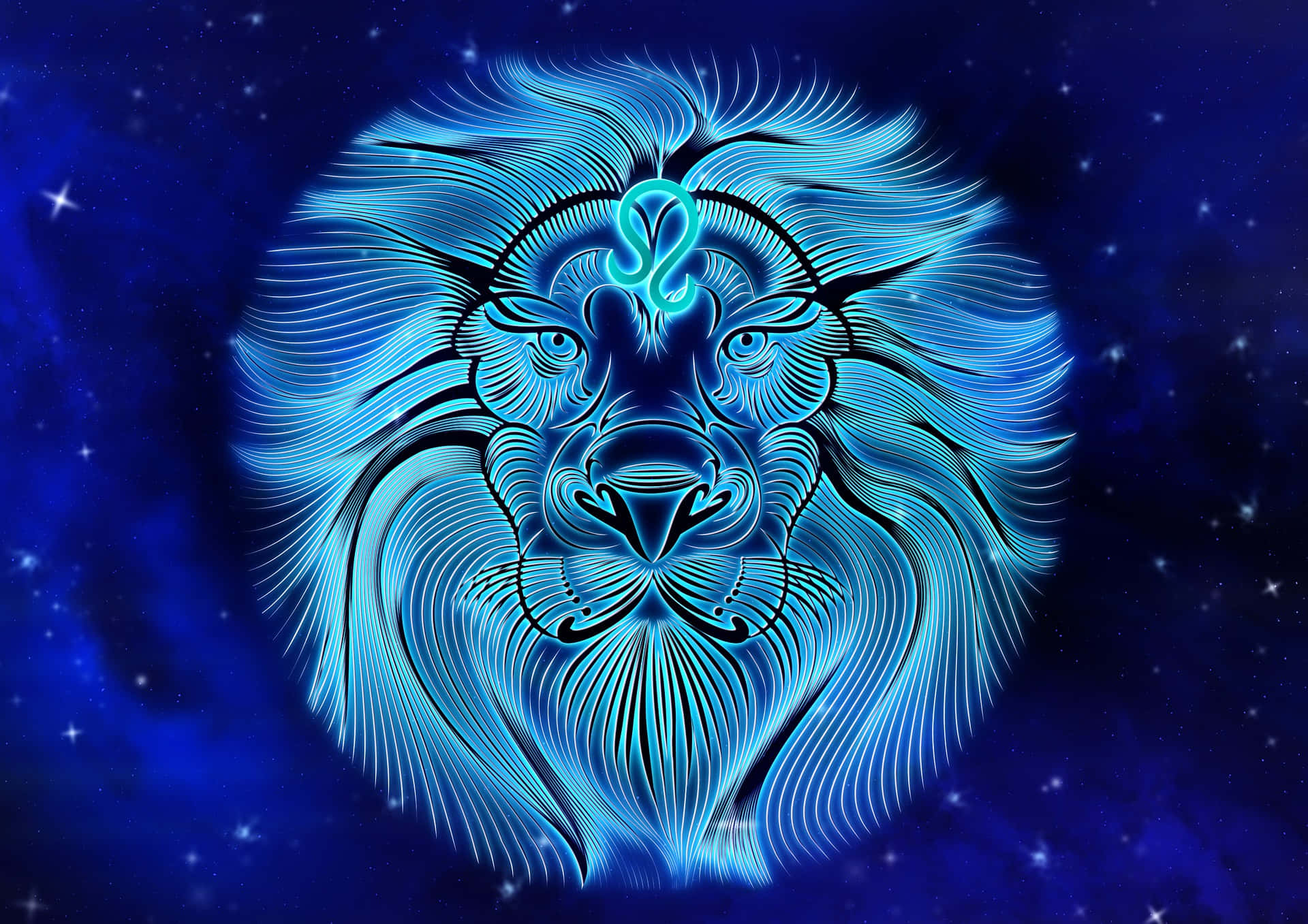 Blålejon Zodiac-tecken På Lejonet. Wallpaper