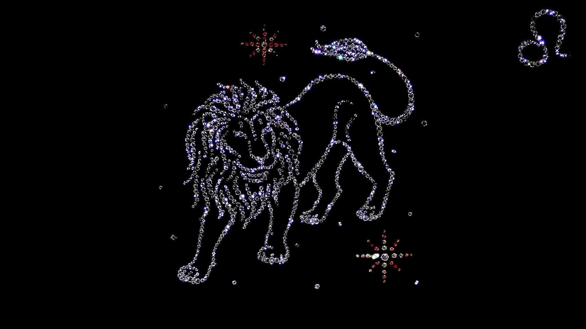 Løve Leo Zodiak Diamant Perler Glitter Wallpaper