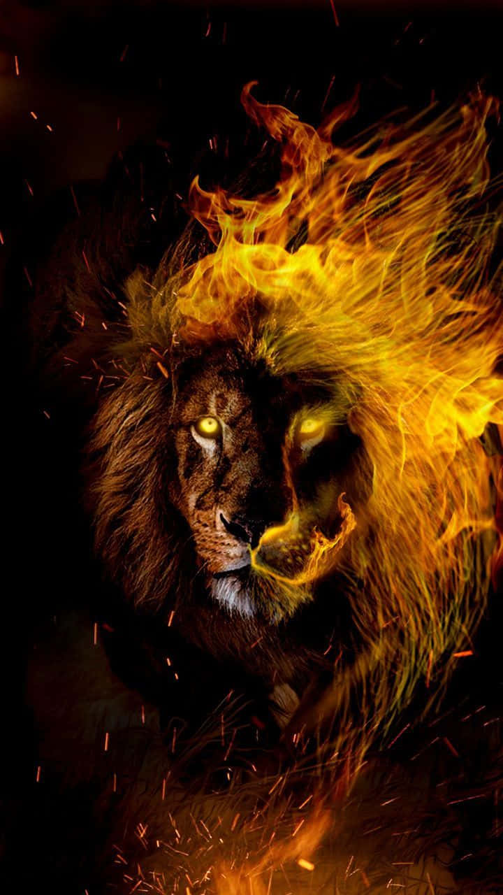1. Løve I Flammer Leo Zodiac Tapet: En flot dyretapet med en detaljeret, farverig skildring af et løveansigt i flammer. Wallpaper