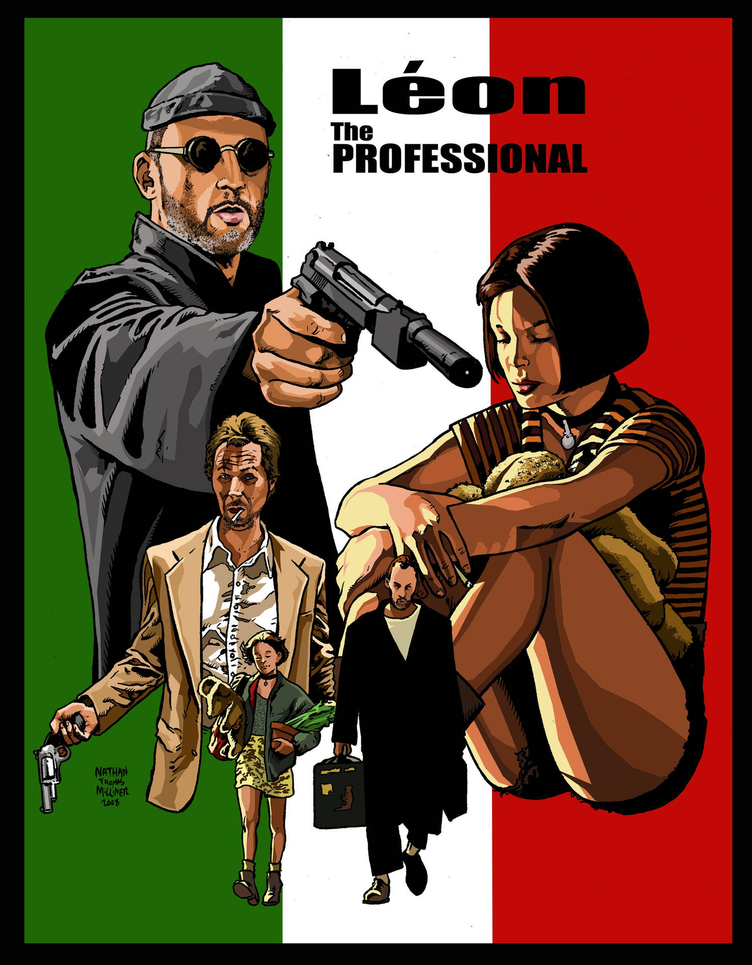 Intense portrait of Jean Reno in the critically acclaimed movie "Leon: The Professional." Wallpaper