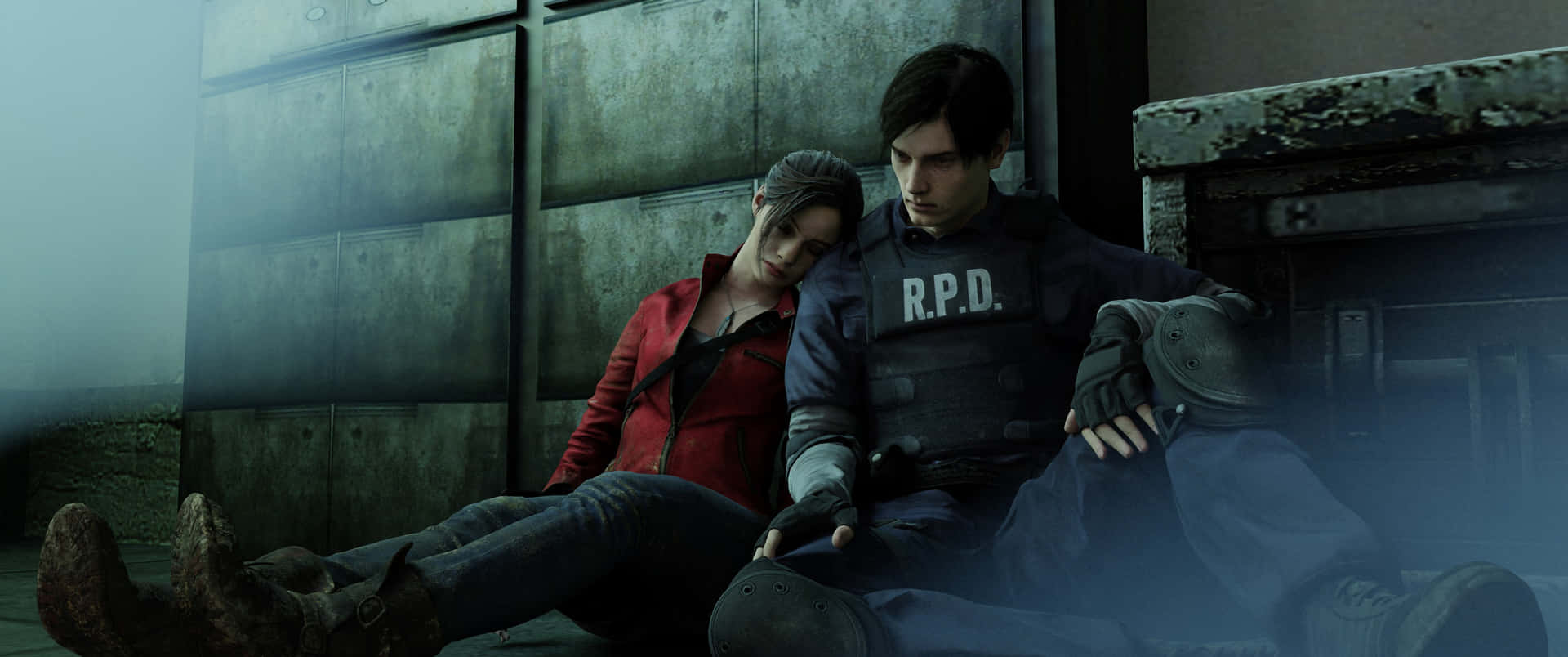 Leon Kennedy And Claire Redfield - Surviving Horror Together Wallpaper