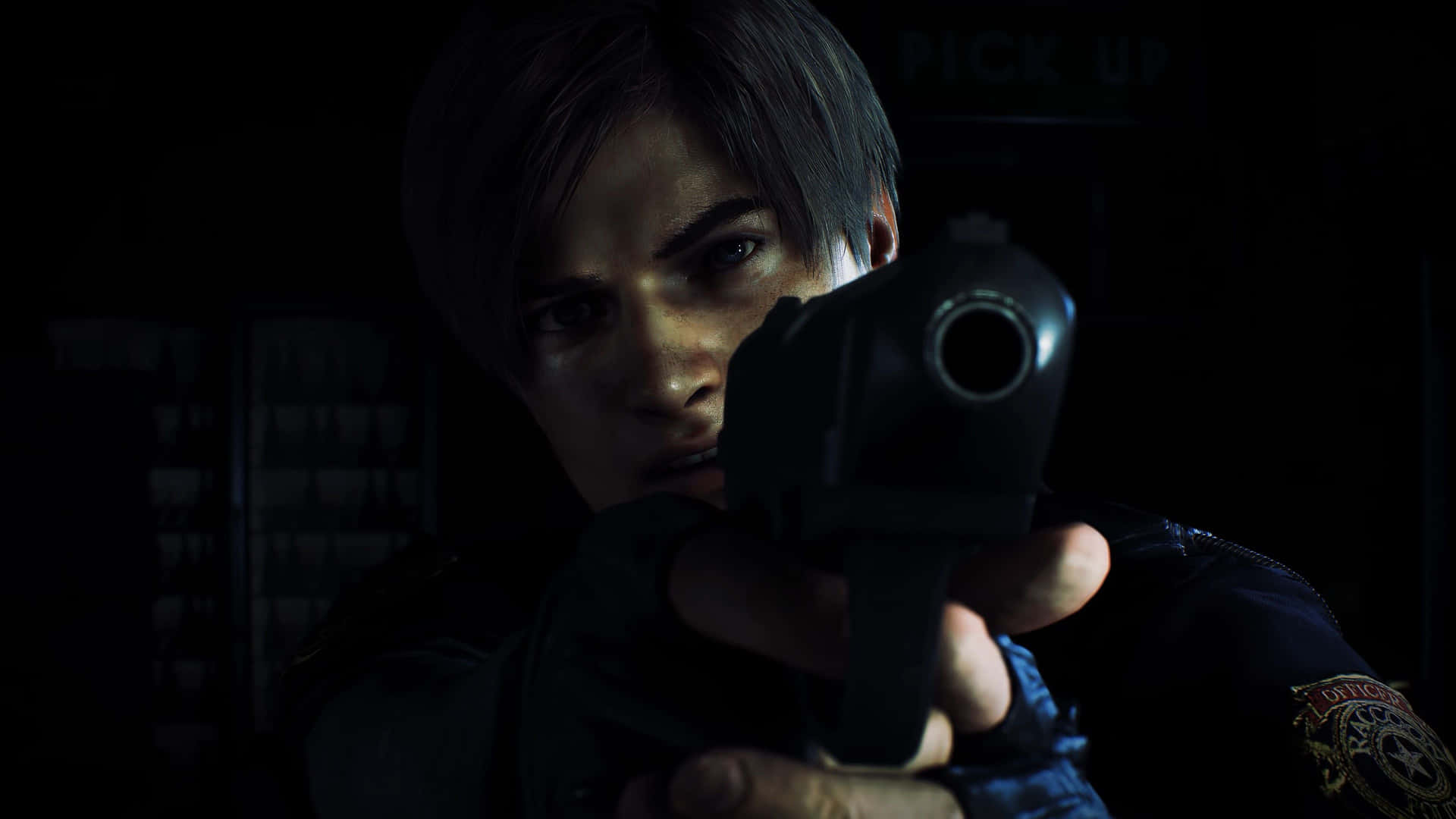 Leon Closeup Resident Evil 2: Se Leon tæt på med dette vægmaleri. Wallpaper