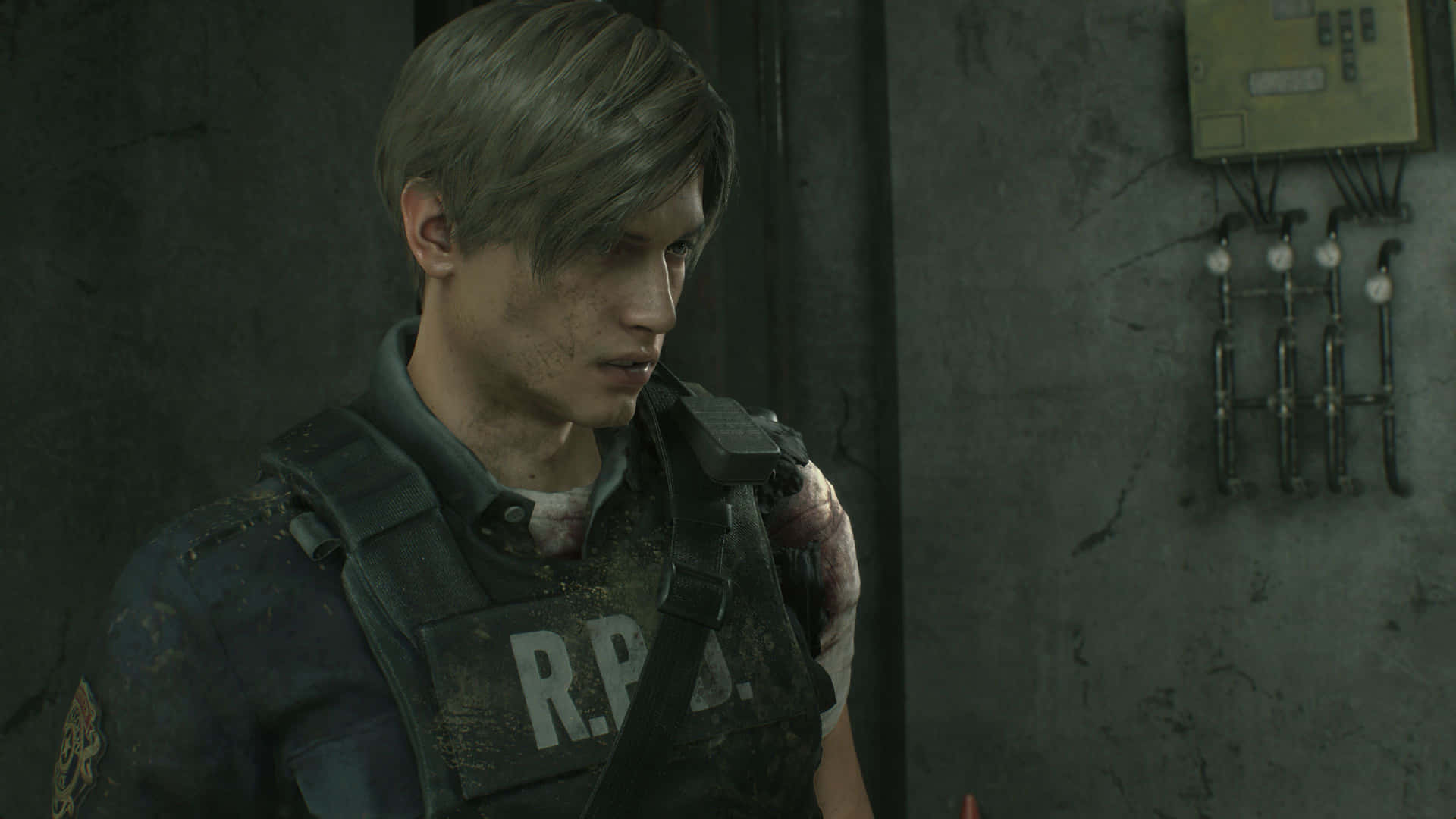Leon Wandering Resident Evil 2 Wallpaper