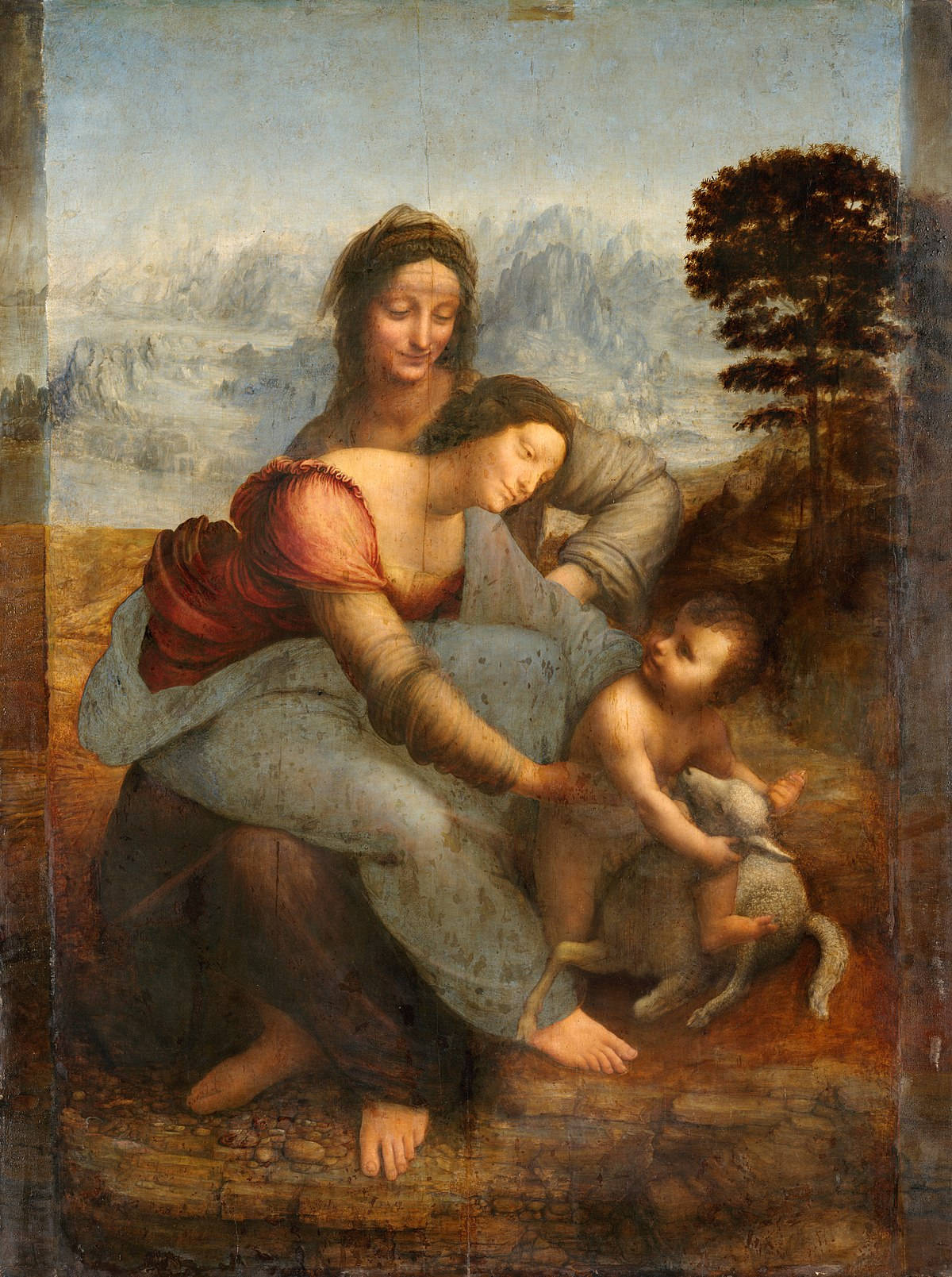 Leonardoda Vinci's Saint Anne Painting - Leonardos Målning Av Sankta Anna. Wallpaper