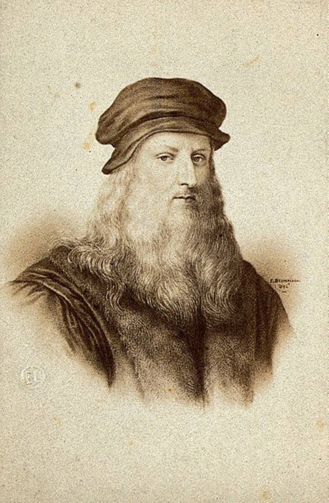 Leonardo Da Vinci Sepia Portrait Wallpaper