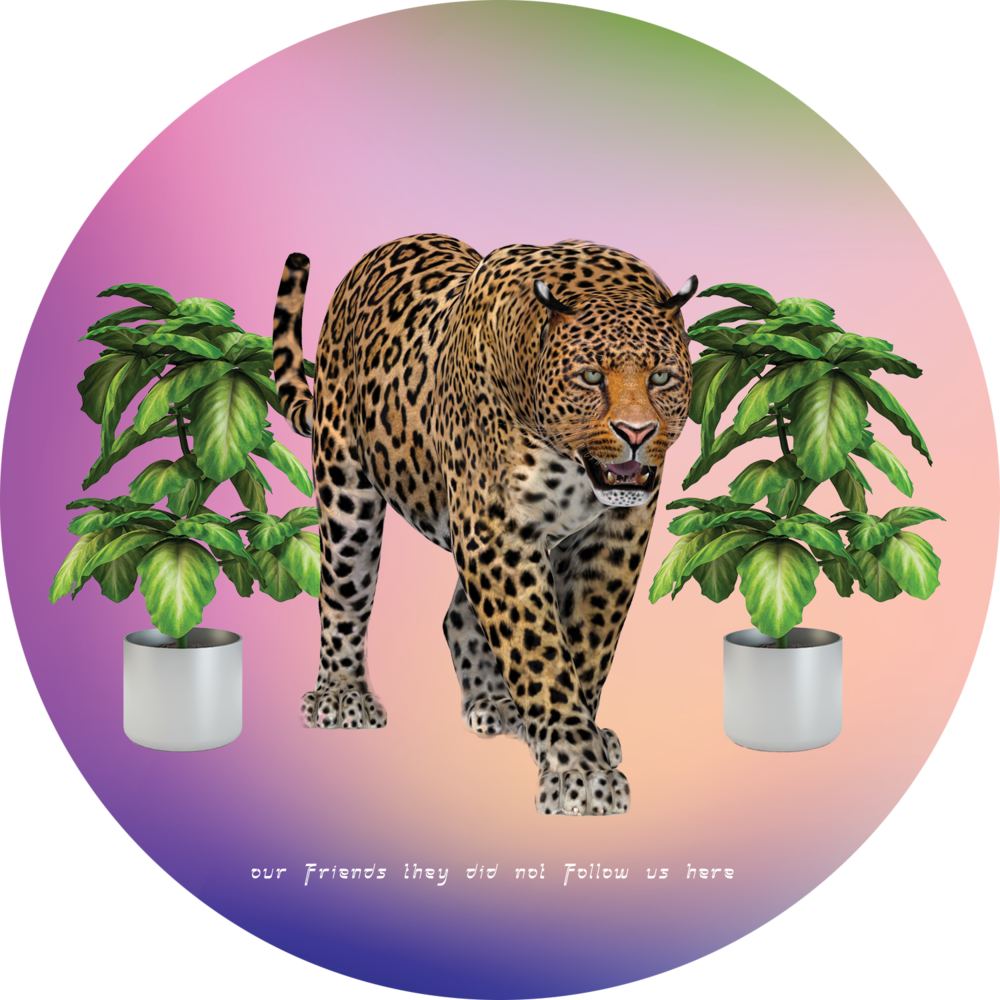 Leopard Amongst Potted Plants Surreal Art PNG