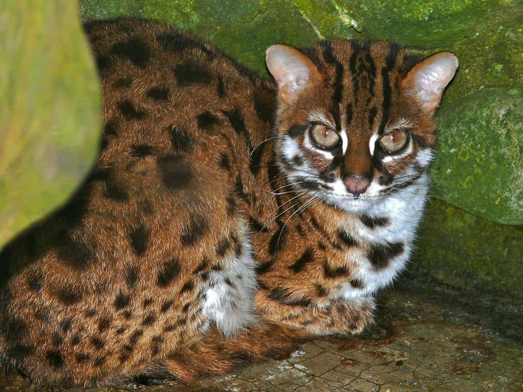 Leopard Cat Hiding Among Rocks.jpg Wallpaper