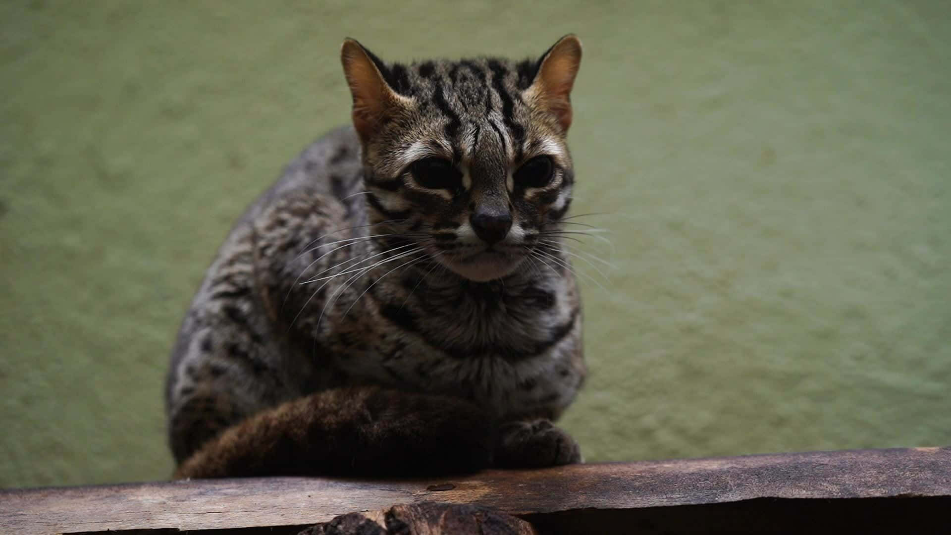 Leopard Cat Restingon Wood Wallpaper