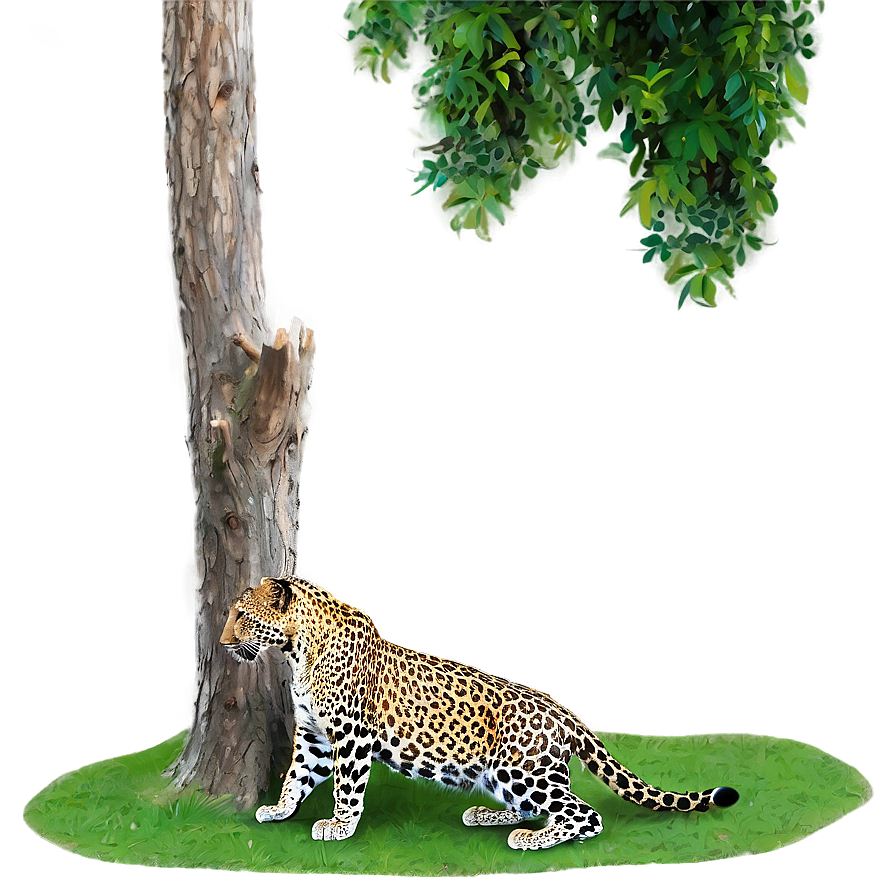 Leopard Climbing Tree Png 06112024 PNG