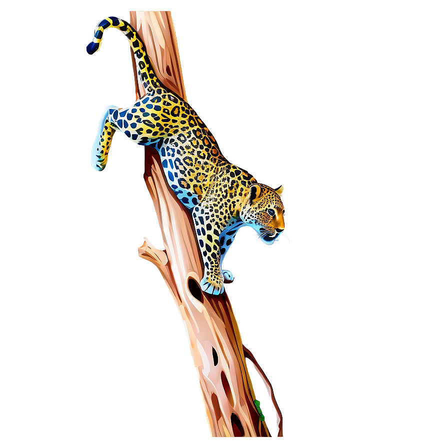 Leopard Climbing Tree Png Flr88 PNG