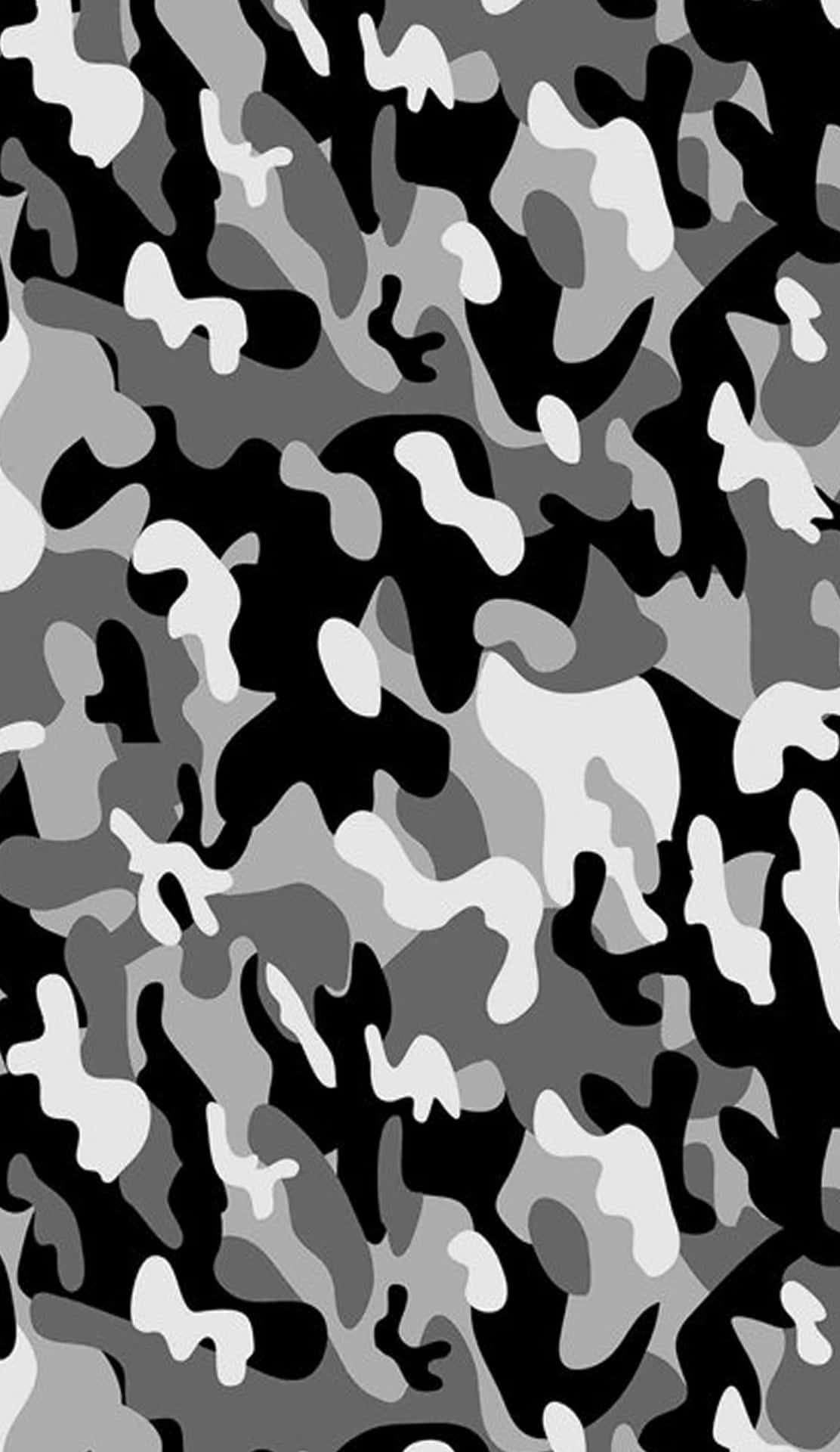 Etsort Og Hvidt Camouflage Mønster. Wallpaper