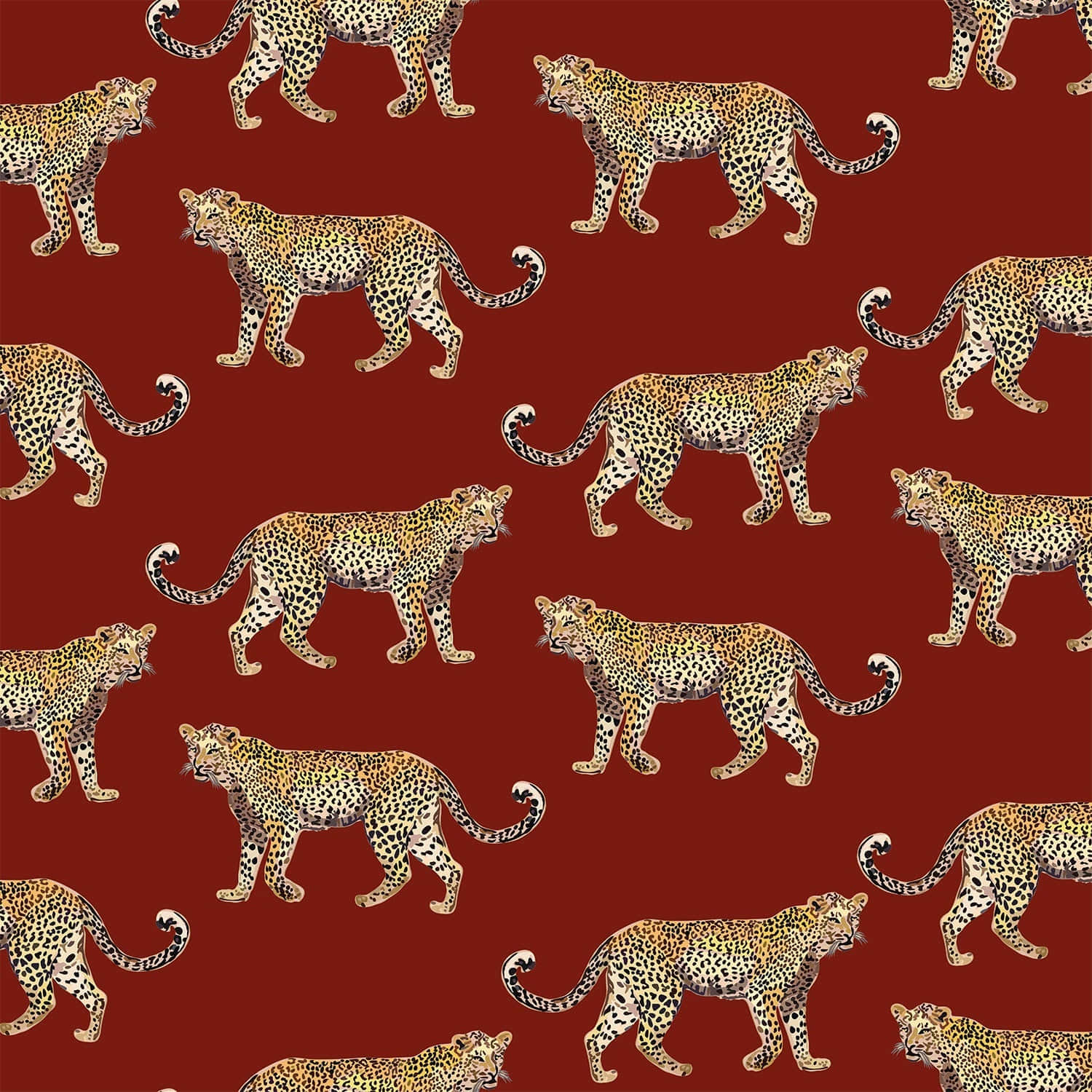Leopard Pattern Red Background Wallpaper