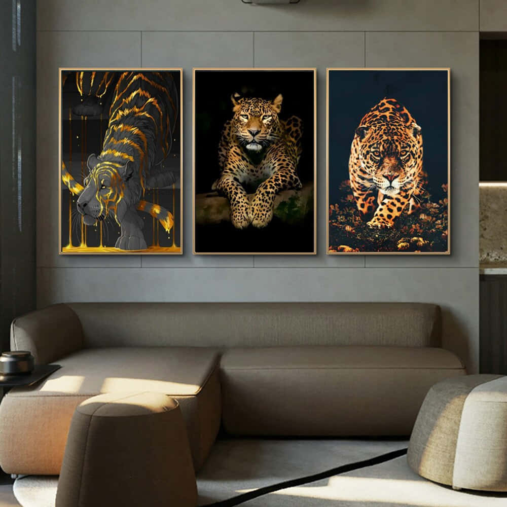 Leopard Photographs In Living Room Picture