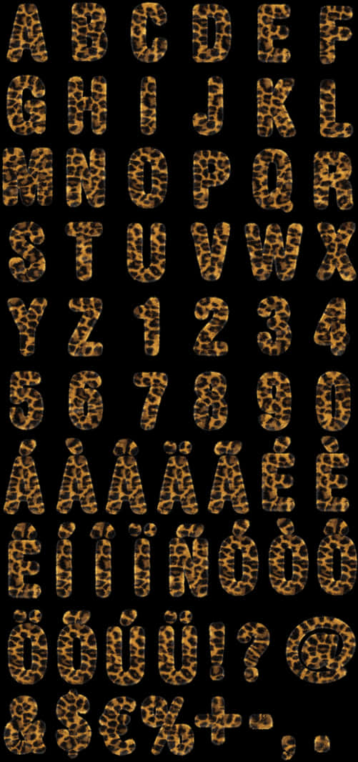 Leopard Print Alphabetand Numbers PNG