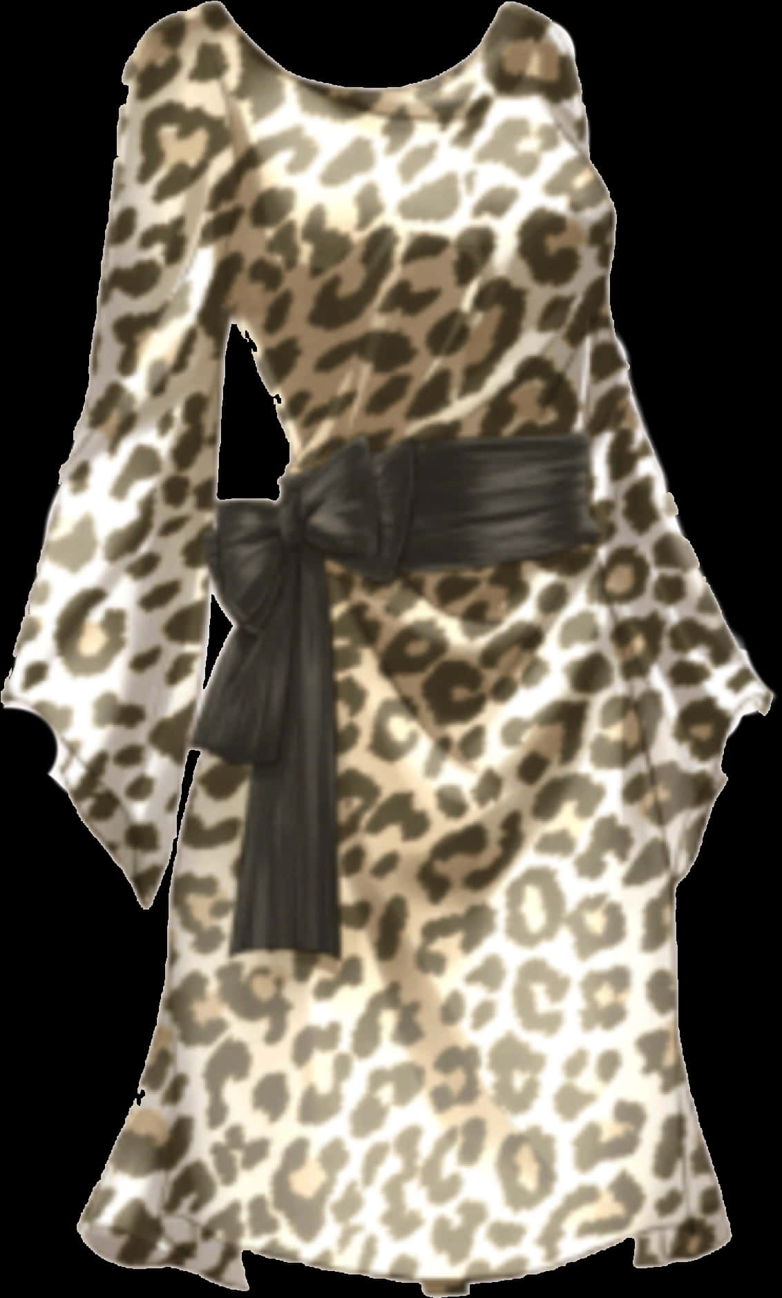 Leopard Print Dress With Black Belt PNG