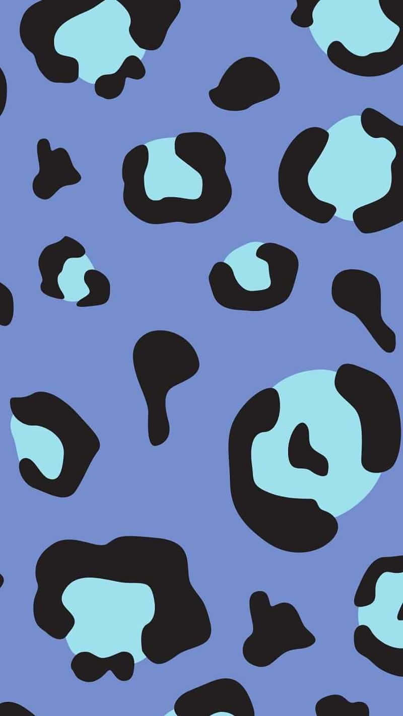 Leopard Print Pattern Blue Background Wallpaper