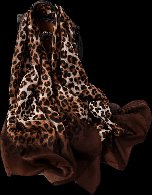 Leopard Print Scarfon Black Bag PNG