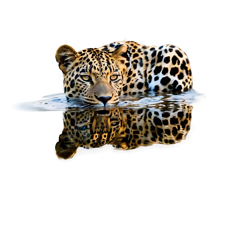 Leopard Reflection In Water Png 06112024 PNG