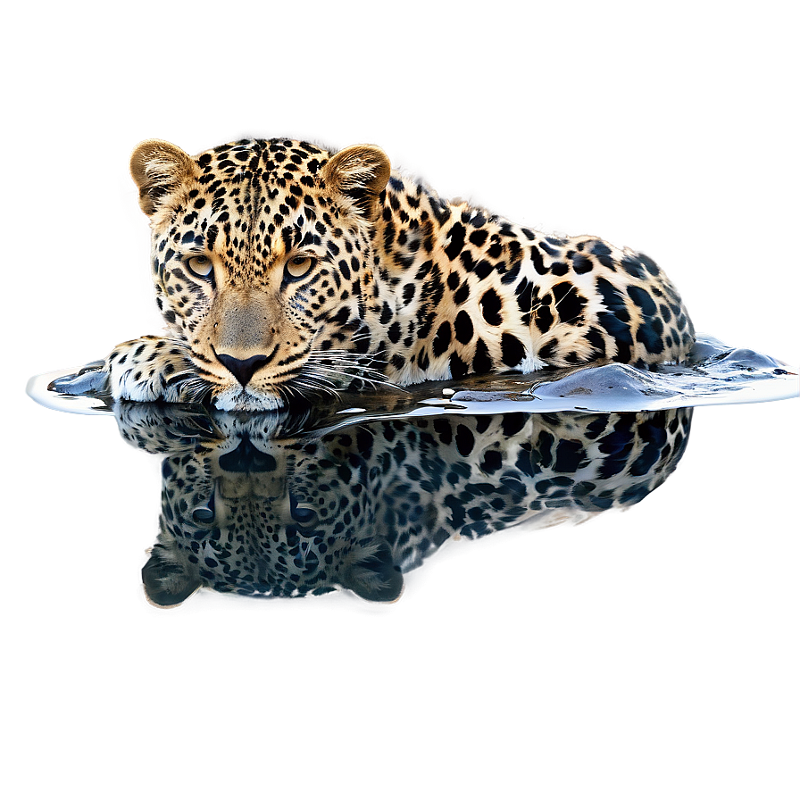 Leopard Reflection In Water Png 54 PNG