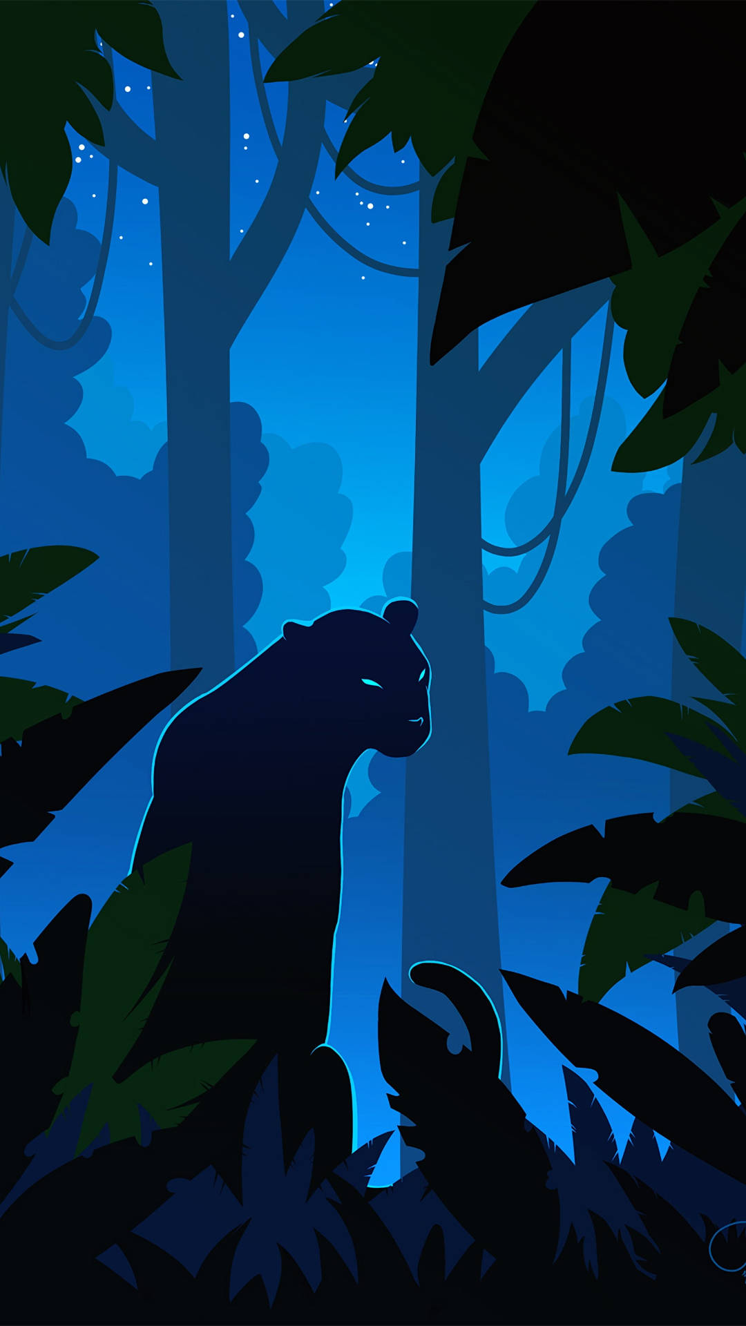 Leopard Silhouette Jungle iPhone Wallpaper