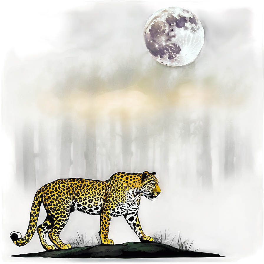 Leopard Under Moonlight Png Wdj89 PNG