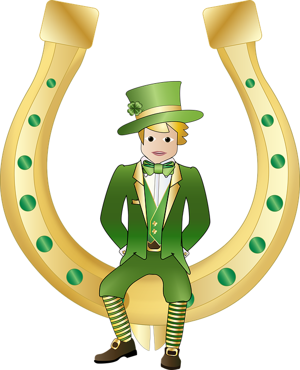 Leprechaun Sitting On Horseshoe St Patricks Day PNG