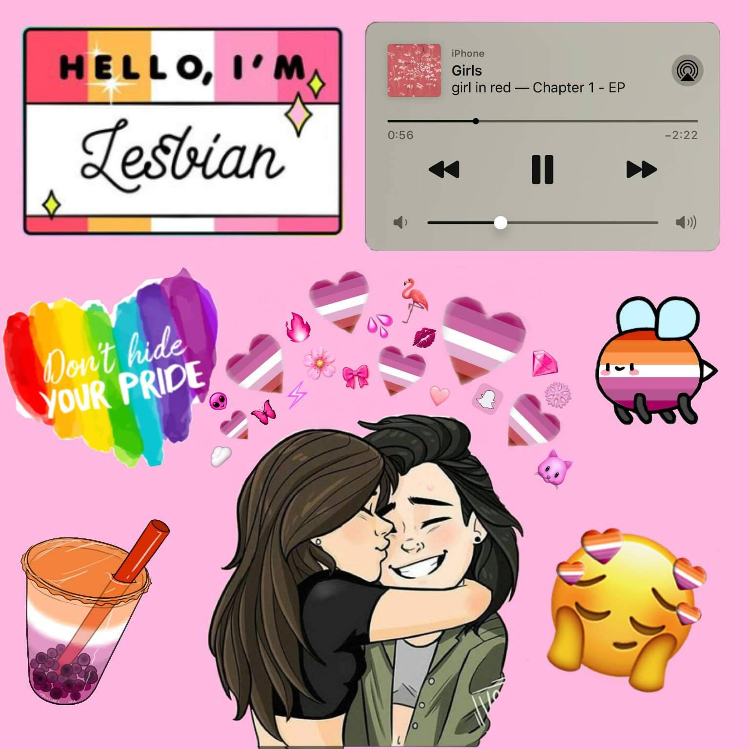 Lesbian Aesthetic Lovers Artwork Background