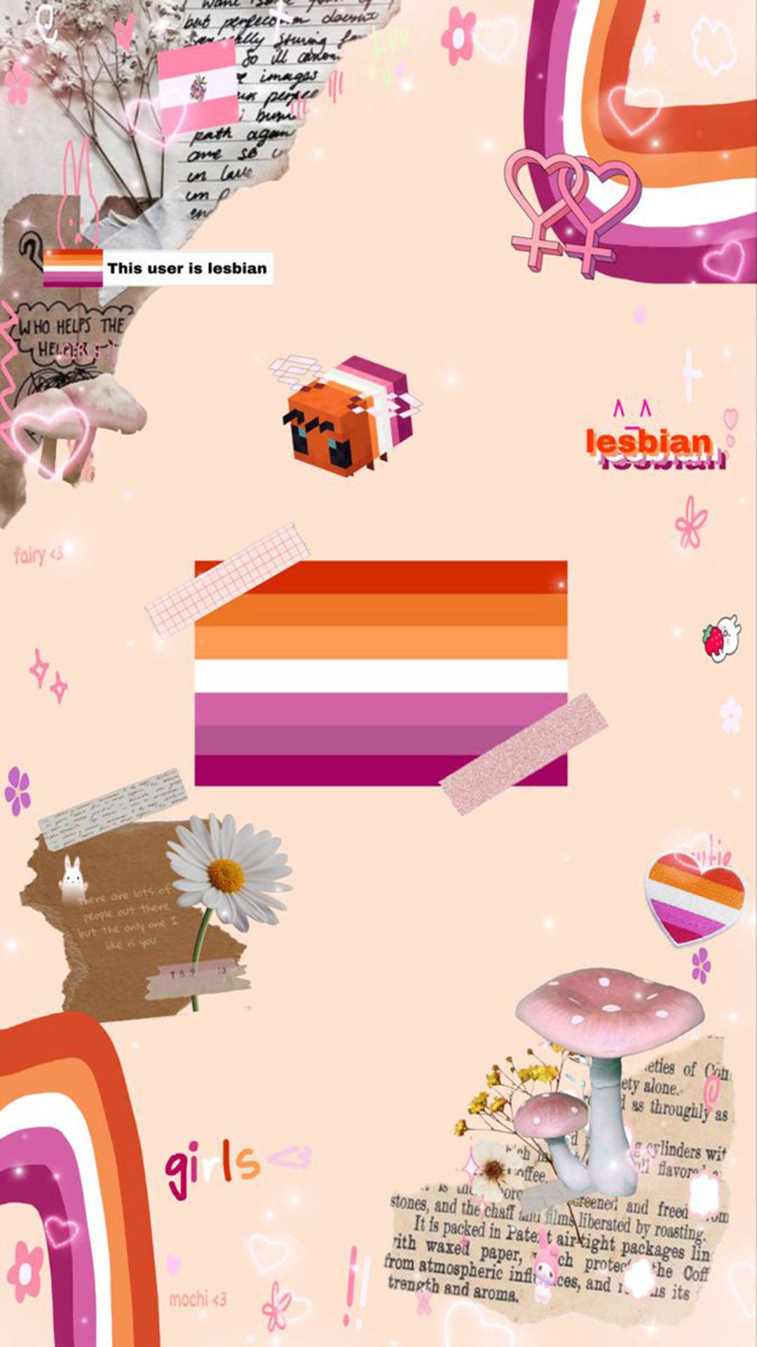 Lesbischeästhetische Zerrissene Collage Wallpaper