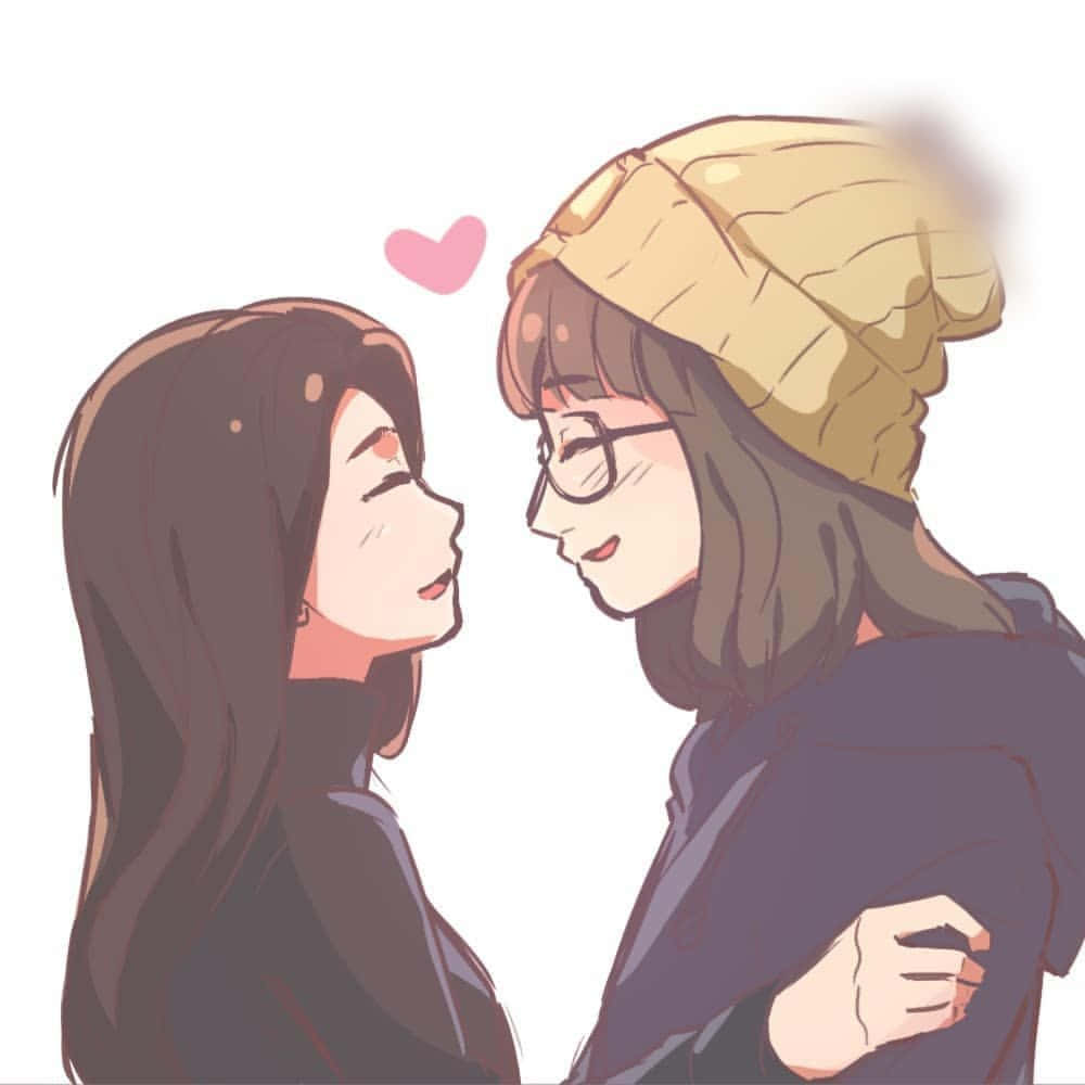 Download Lesbian Anime Couple Heart Icon Wallpaper 