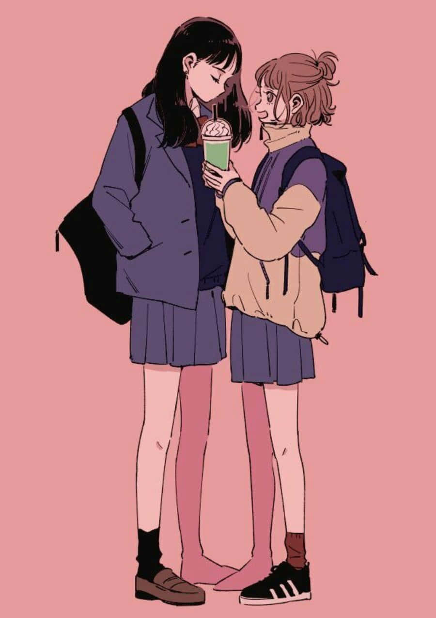 Lesbian Anime Pink Aesthetic Wallpaper