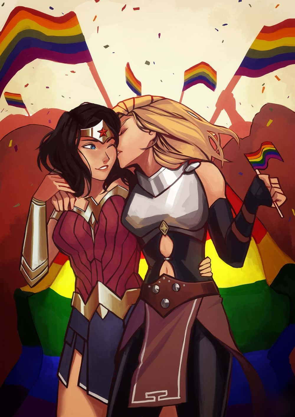 Lesbian Anime Wonder Woman Jane Foster Pride Parade Wallpaper