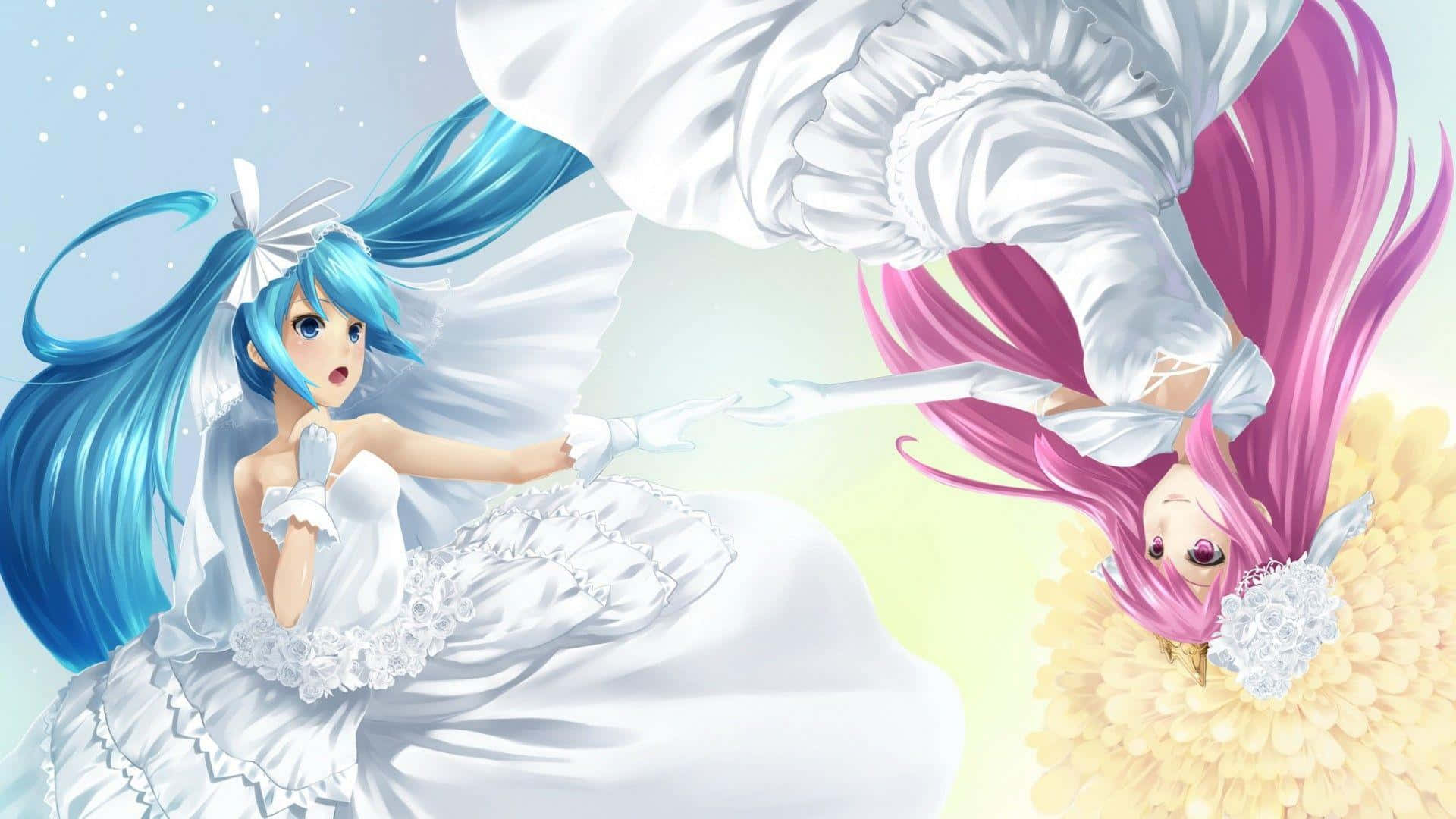 Lesbiananime White Dress (vestido Blanco De Anime Lésbico) Fondo de pantalla