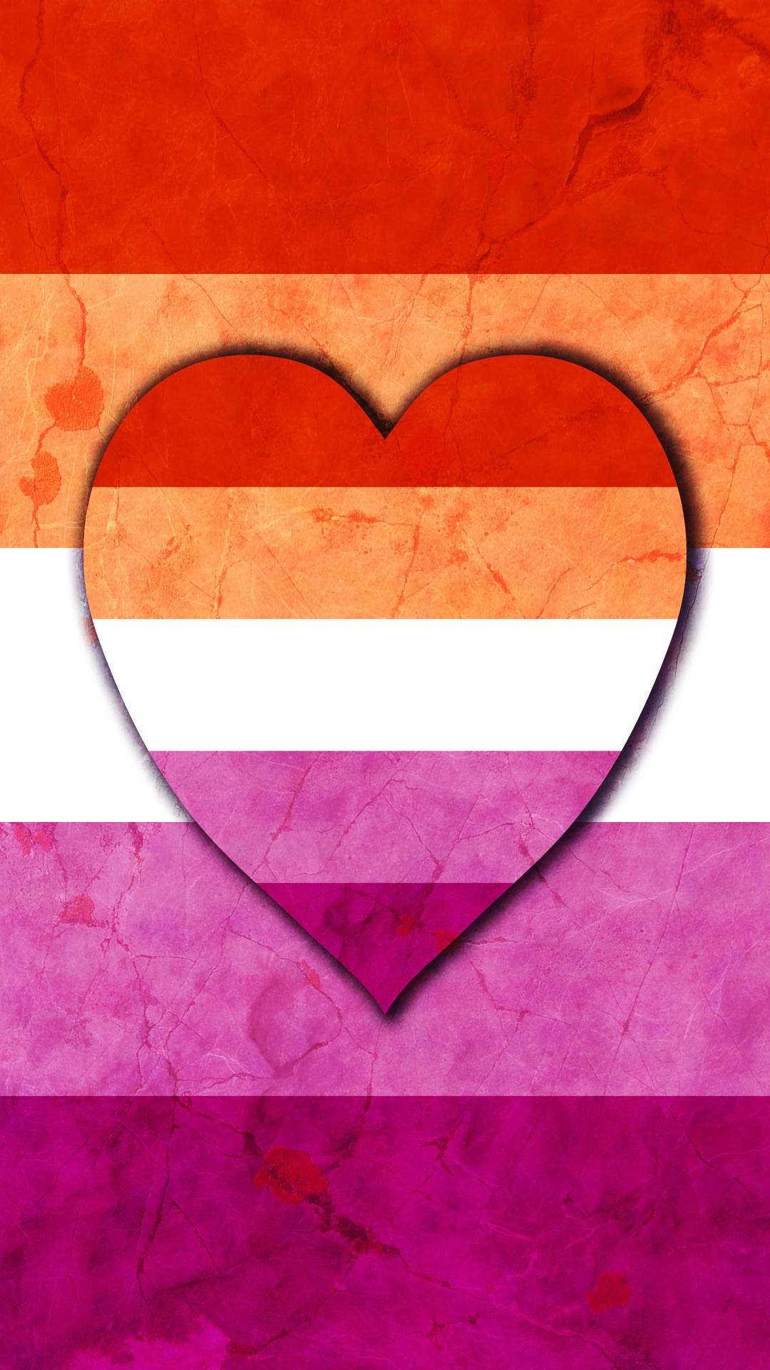 Lesbian Pride Flag in Heart Form Wallpaper