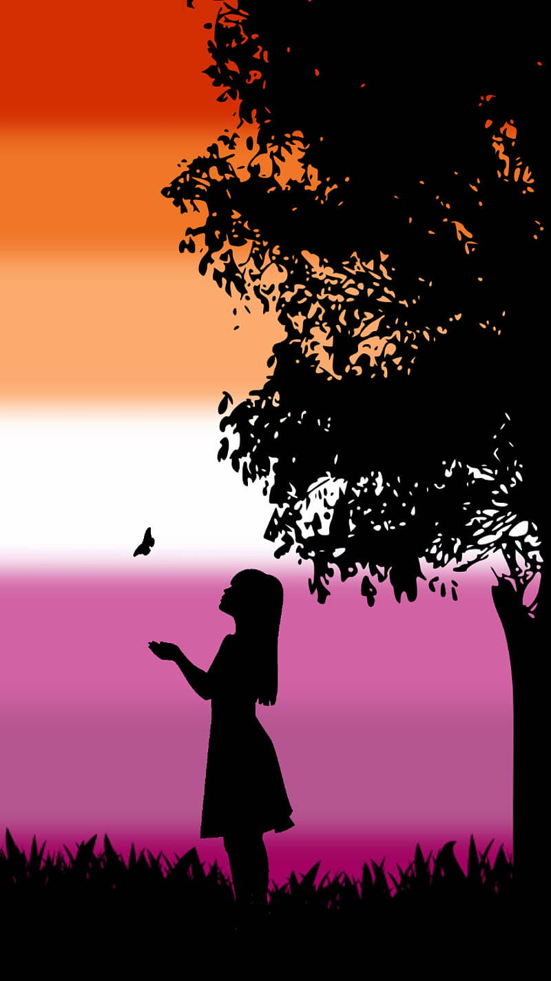 Lesbian Flag Girl Silhouette Wallpaper
