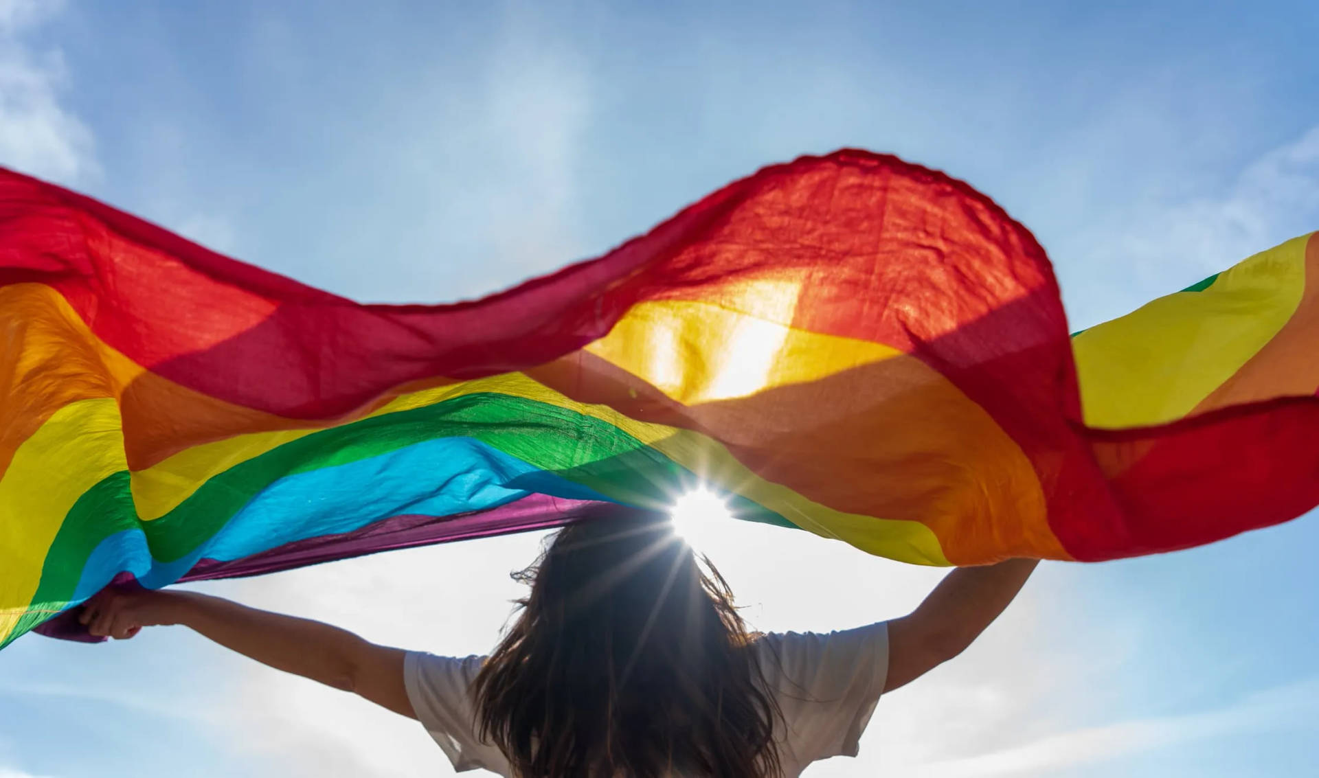 Lesbisk pige vinker med flag Wallpaper
