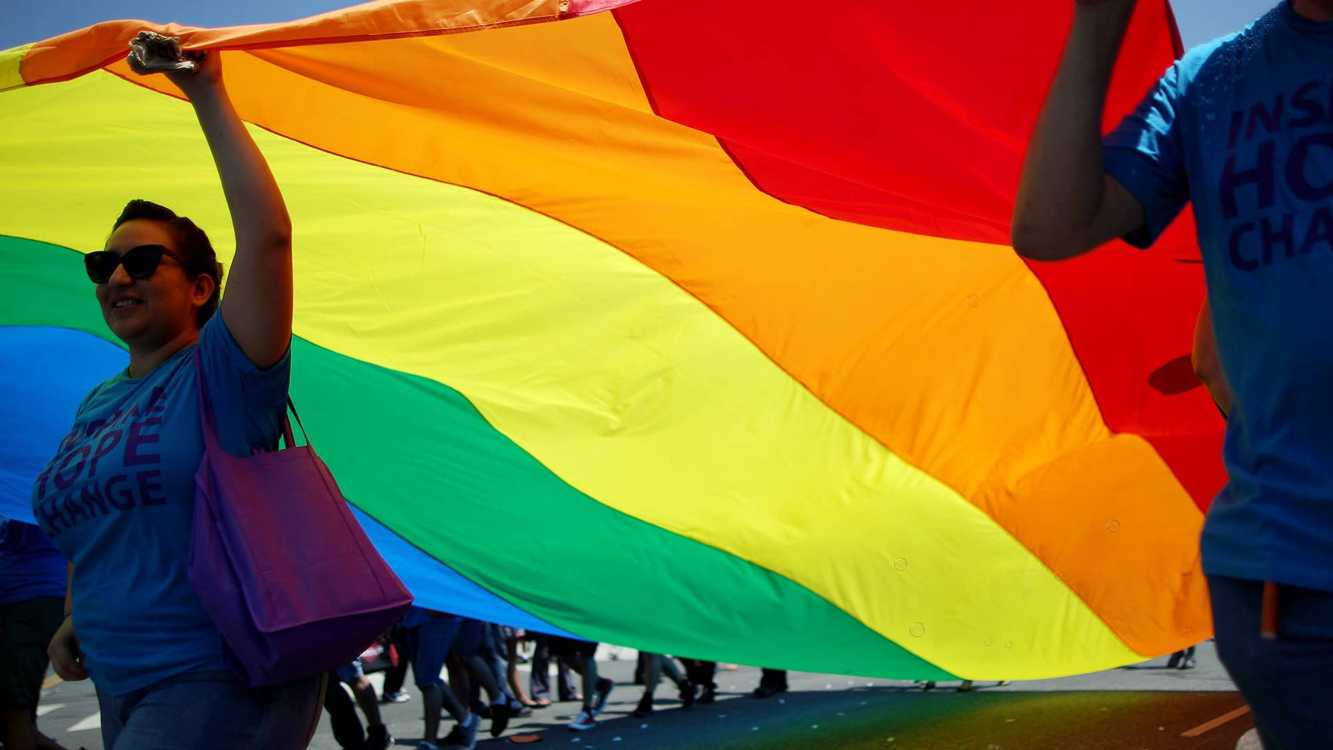 Lesbischesmädchen Winkt Mit Der Flagge. Wallpaper
