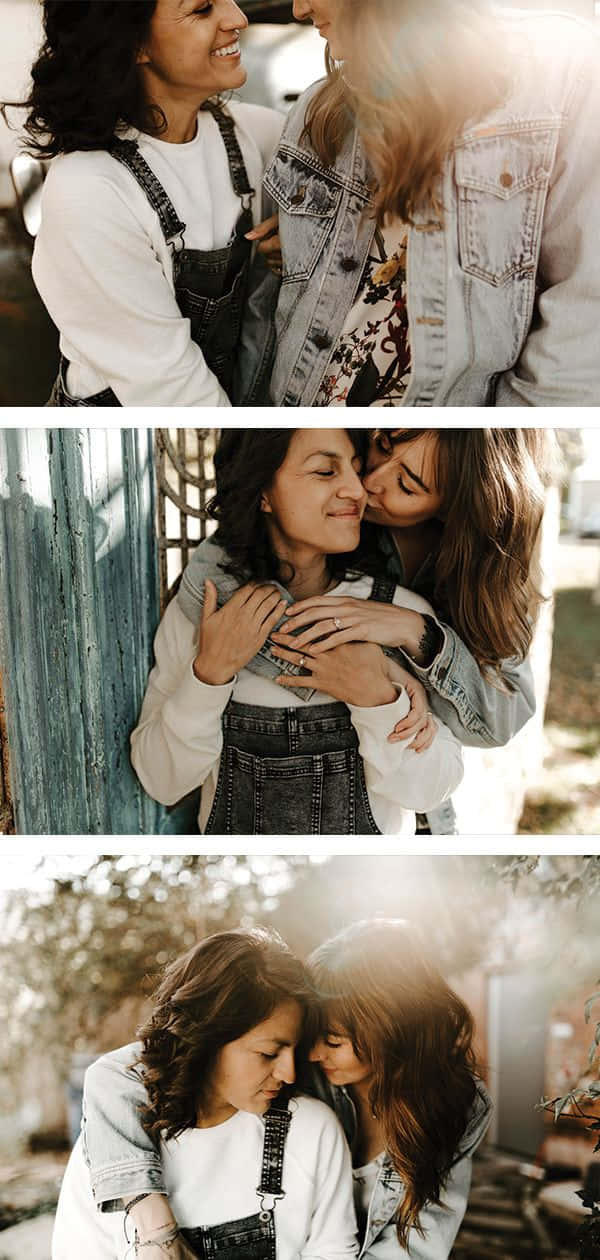 A Collage Of Photos Of Women Hugging Each Other