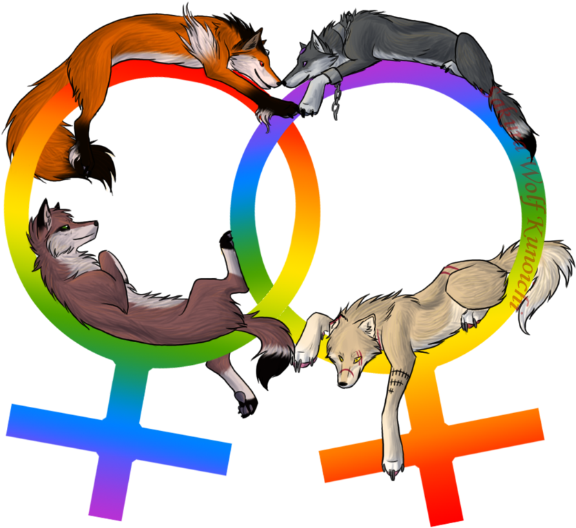 Lesbian Pride Foxes Art PNG