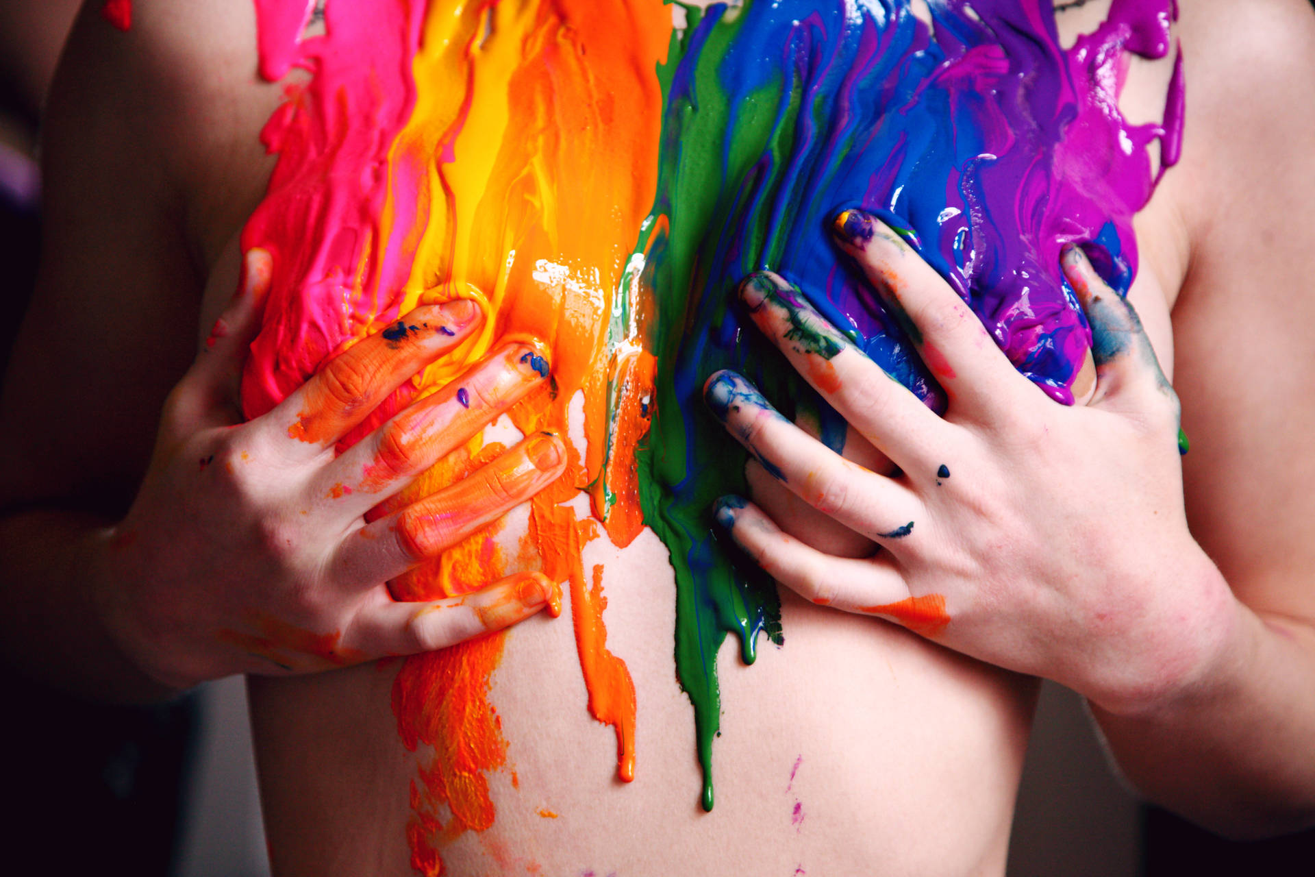 Lesbian Rainbow Body Paint Wallpaper