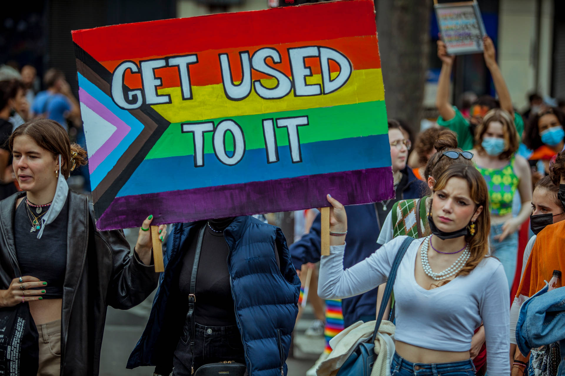 Lesbian With Lgbt Banner