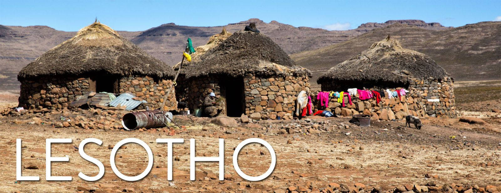 Lesotho Three Brick Houses Wallpaper