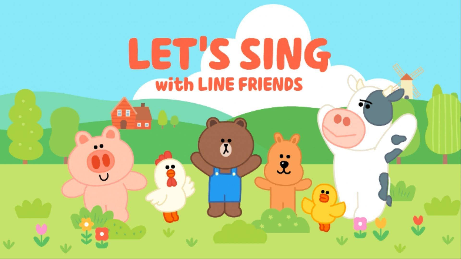 Let's Join Line Friends and Sing Along Wallpaper