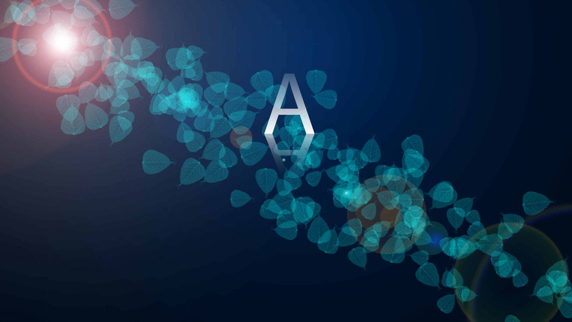 Artistic Representation of Letter A Surrounded by Blue Leaves Wallpaper